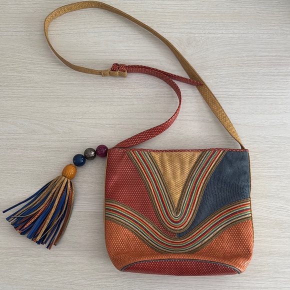 Vintage Sharif Leather Patchwork Shoulder Bag EUC - Picture 1 of 5